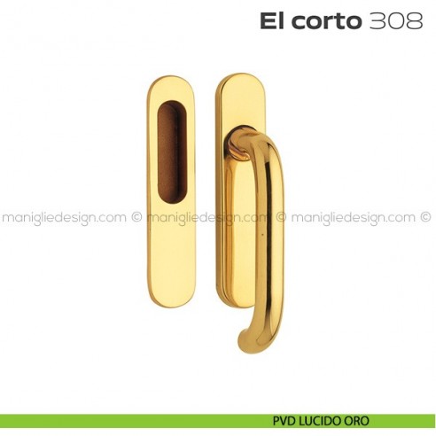 Maniglione per alzante scorrevole 308 El Corto singolo PVD lucido oro
