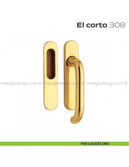 Maniglione per alzante scorrevole 308 El Corto singolo PVD lucido oro