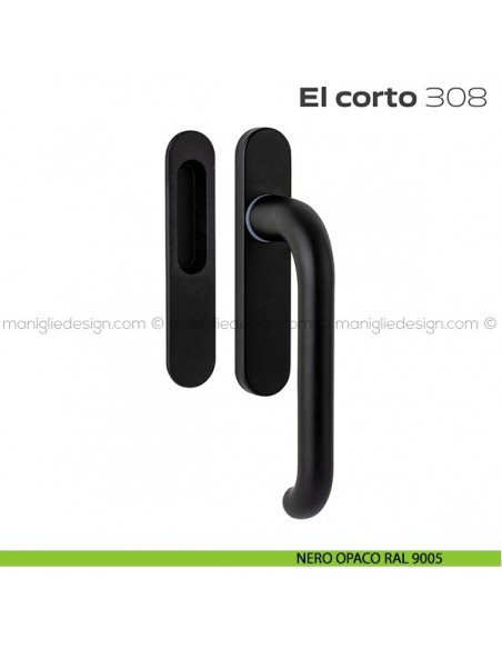 Maniglione per alzante scorrevole 308 El Corto singolo nero opaco RAL 9005