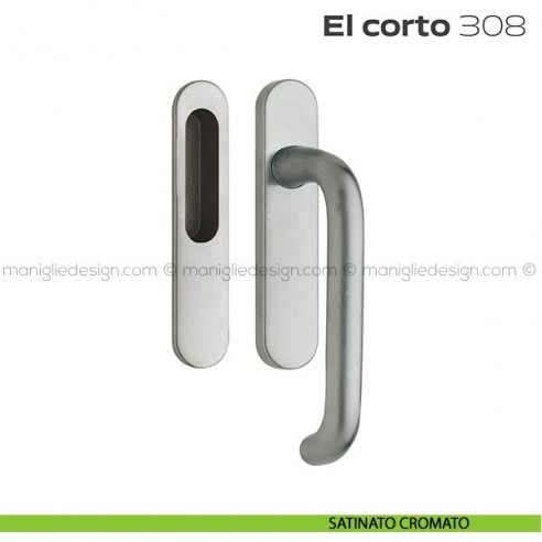 Maniglione per alzante scorrevole 308 El Corto singolo satinato cromato