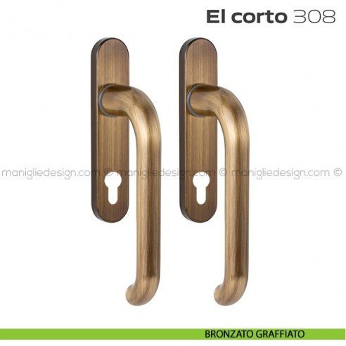 Maniglione per alzante scorrevole 308 El Corto Reguitti accoppiato bronzato graffiato