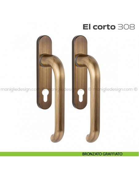 Maniglione per alzante scorrevole 308 El Corto Reguitti accoppiato bronzato graffiato