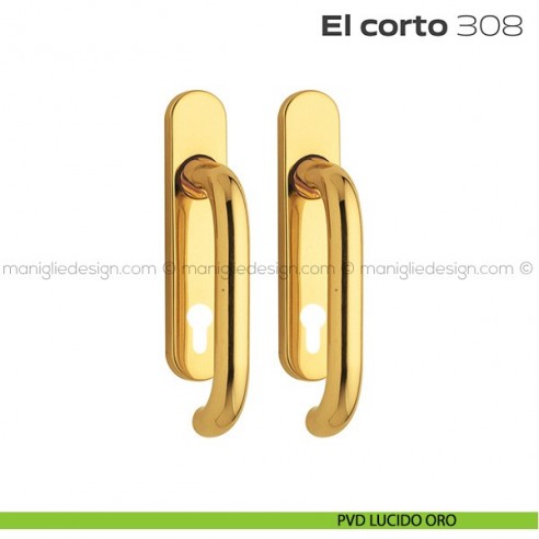 Maniglione per alzante scorrevole 308 El Corto Reguitti accoppiato PVD lucido oro