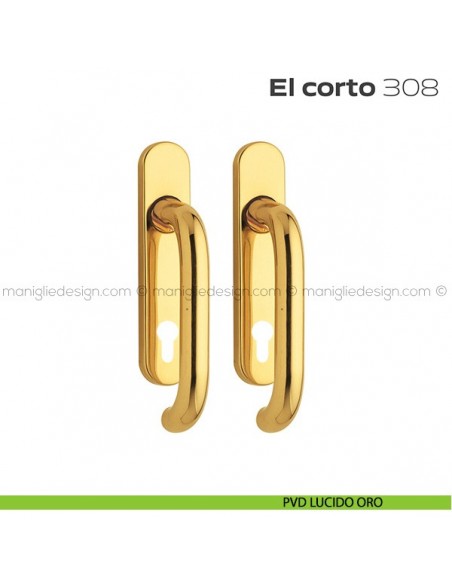 Maniglione per alzante scorrevole 308 El Corto Reguitti accoppiato PVD lucido oro