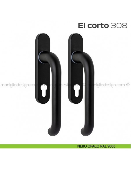 Maniglione per alzante scorrevole 308 El Corto Reguitti accoppiato nero opaco RAL 9005
