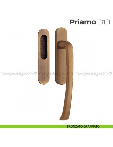 Maniglione per alzante scorrevole 313 Priamo singolo bronzato graffiato