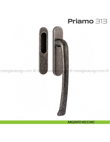 Maniglione per alzante scorrevole 313 Priamo singolo argento vecchio