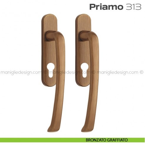 Maniglione per alzante scorrevole 313 Priamo Reguitti accoppiato bronzato graffiato