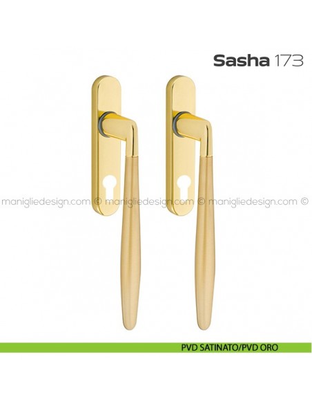 Maniglione per alzante scorrevole 173 Sasha Reguitti accoppiato PVD satinato/PVD Oro