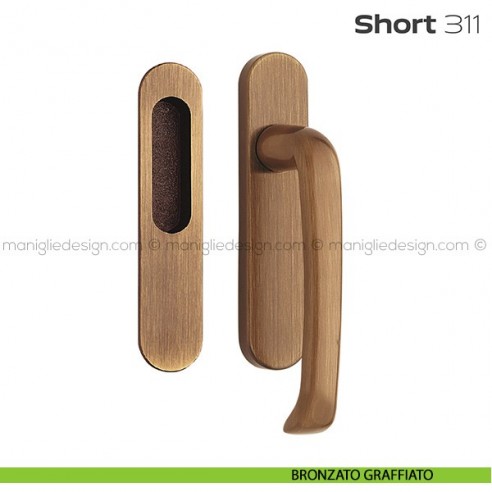 Maniglione per alzante scorrevole 311 Short singolo bronzato graffiato