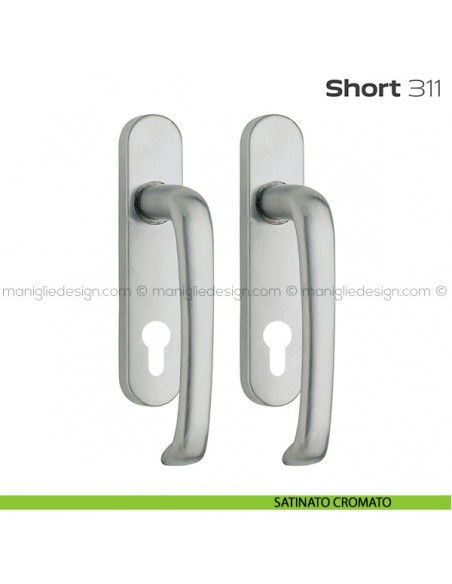 Maniglione per alzante scorrevole 311 Short Reguitti accoppiato satinato cromato