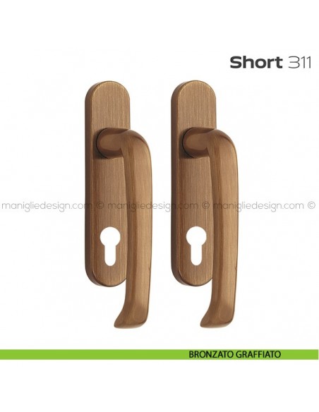 Maniglione per alzante scorrevole 311 Short Reguitti accoppiato bronzato graffiato
