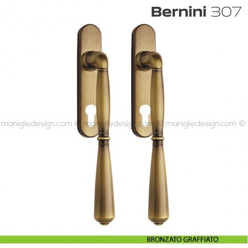 Maniglione per alzante scorrevole 307 Bernini Reguitti accoppiato bronzato graffiato