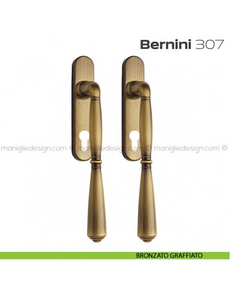 Maniglione per alzante scorrevole 307 Bernini Reguitti accoppiato bronzato graffiato