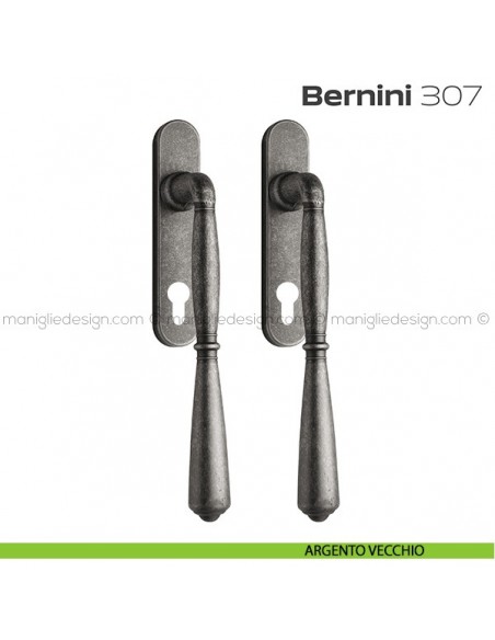 Maniglione per alzante scorrevole 307 Bernini Reguitti accoppiato argento vecchio