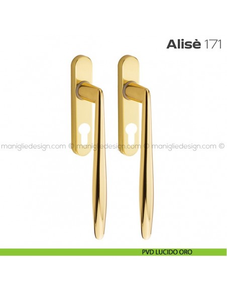 Maniglione per alzante scorrevole 171 Alisè Reguitti accoppiato PVD lucido verniciato