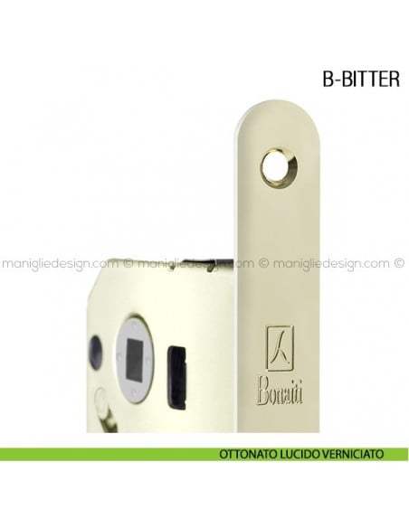 Serratura meccanica Bonaiti B-Bitter nottolino WC modello T61 ottonato lucido verniciato