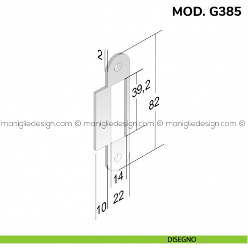 Contropiastra per serratura meccanica Bonaiti modello G385 disegno