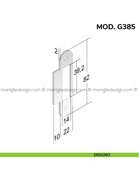 Contropiastra per serratura meccanica Bonaiti modello G385 disegno