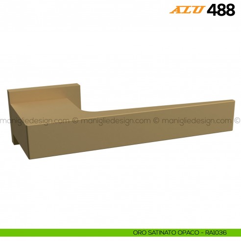 Maniglia per porta ALU 488 Comit con rosetta rettangolare oro satinato opaco