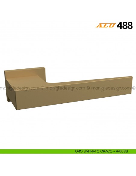 Maniglia per porta ALU 488 Comit con rosetta rettangolare oro satinato opaco