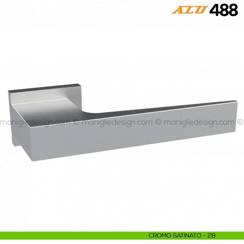 Maniglia per porta ALU 488 Comit con rosetta rettangolare cromo satinato
