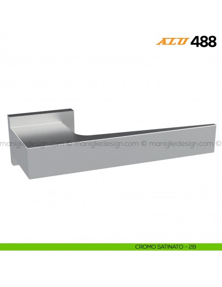 Maniglia per porta ALU 488 Comit con rosetta rettangolare cromo satinato