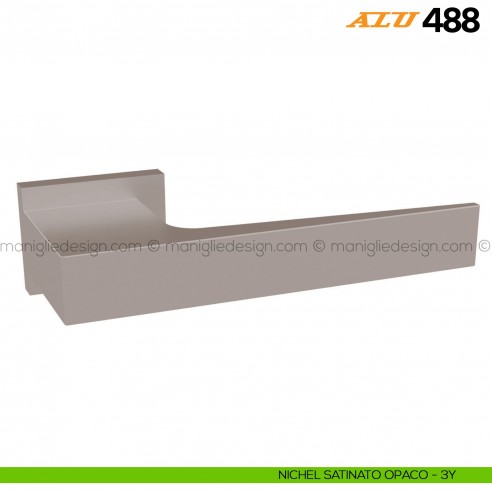 Maniglia per porta ALU 488 Comit con rosetta rettangolare nichel satinato opaco