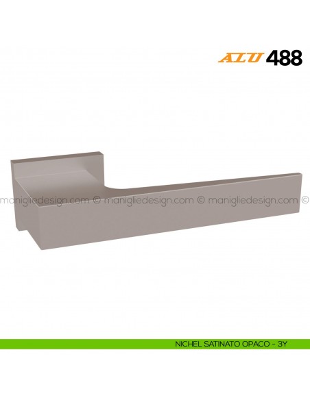 Maniglia per porta ALU 488 Comit con rosetta rettangolare nichel satinato opaco