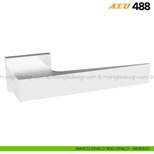 Maniglia per porta ALU 488 Comit con rosetta rettangolare bianco RAL 9010 opaco