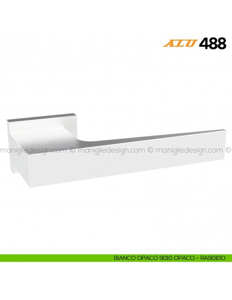Maniglia per porta ALU 488 Comit con rosetta rettangolare bianco RAL 9010 opaco