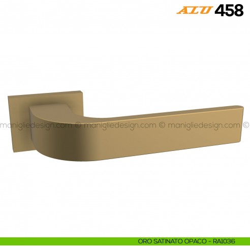 Maniglia per porta ALU 458 Comit con rosetta rettangolare oro satinato opaco