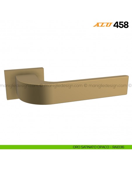 Maniglia per porta ALU 458 Comit con rosetta rettangolare oro satinato opaco