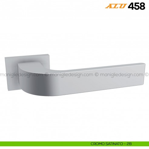 Maniglia per porta ALU 458 Comit con rosetta rettangolare cromo satinato