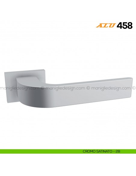 Maniglia per porta ALU 458 Comit con rosetta rettangolare cromo satinato
