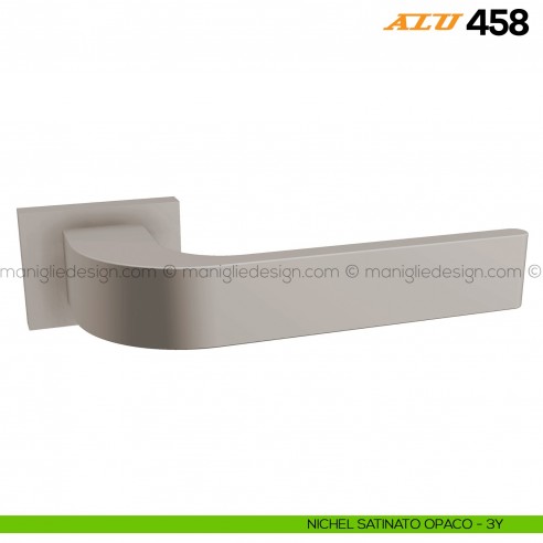 Maniglia per porta ALU 458 Comit con rosetta rettangolare nichel satinato opaco