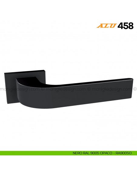 Maniglia per porta ALU 458 Comit con rosetta rettangolare nero RAL 9005 opaco