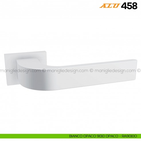 Maniglia per porta ALU 458 Comit con rosetta rettangolare bianco RAL 9010 opaco