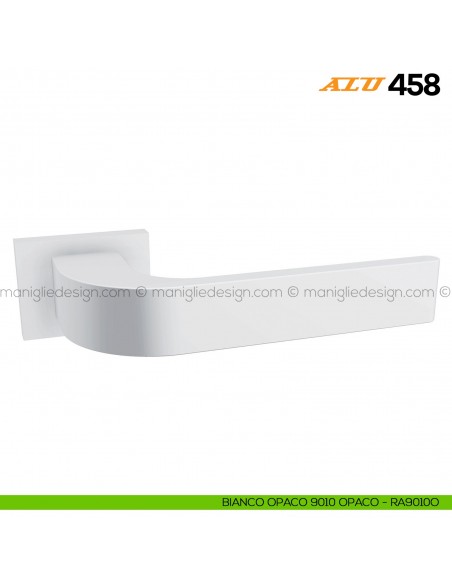 Maniglia per porta ALU 458 Comit con rosetta rettangolare bianco RAL 9010 opaco