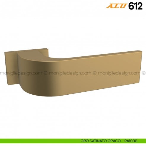 Maniglia per porta ALU 612 Comit con rosetta rettangolare oro satinato opaco