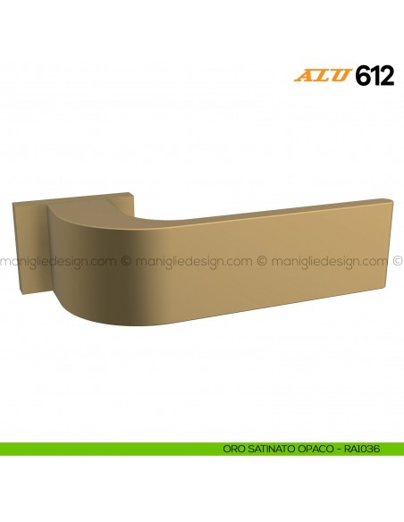 Maniglia per porta ALU 612 Comit con rosetta rettangolare oro satinato opaco