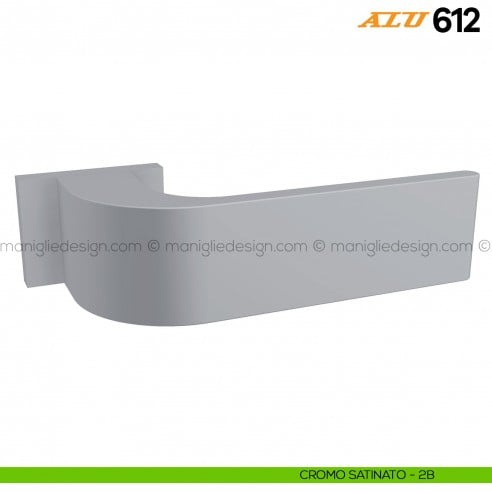 Maniglia per porta ALU 612 Comit con rosetta rettangolare cromo satinato