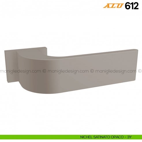 Maniglia per porta ALU 612 Comit con rosetta rettangolare nichel satinato opaco