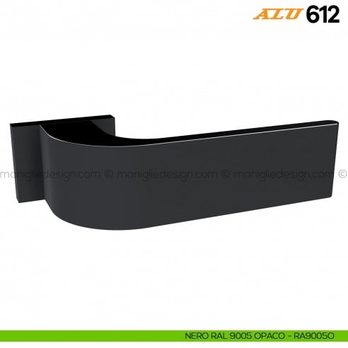 Maniglia per porta ALU 612 Comit con rosetta rettangolare nero RAL 9005 opaco