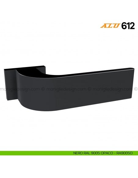 Maniglia per porta ALU 612 Comit con rosetta rettangolare nero RAL 9005 opaco