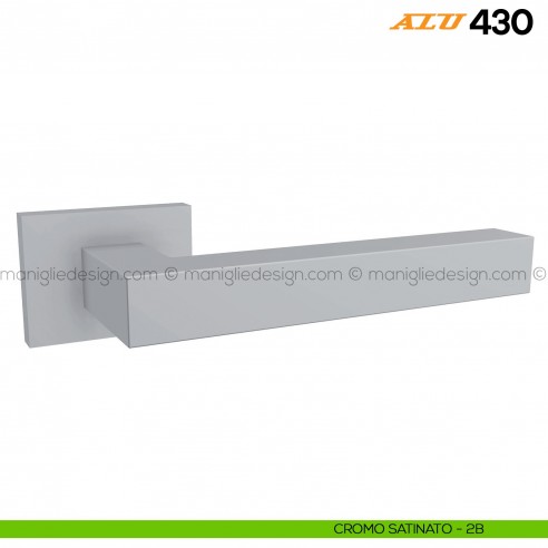 Maniglia per porta ALU 430 Comit con rosetta rettangolare cromo satinato