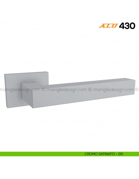 Maniglia per porta ALU 430 Comit con rosetta rettangolare cromo satinato