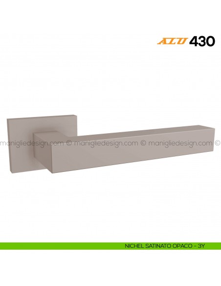 Maniglia per porta ALU 430 Comit con rosetta rettangolare nichel satinato opaco