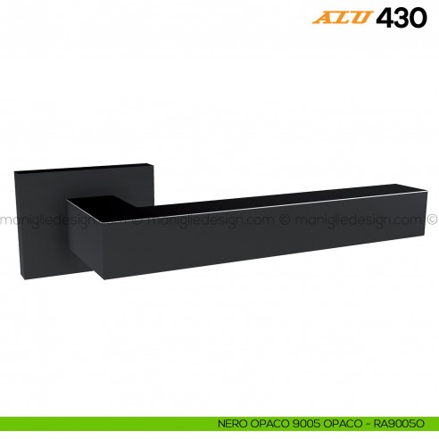 Maniglia per porta ALU 430 Comit con rosetta rettangolare nero RAL 9005 opaco