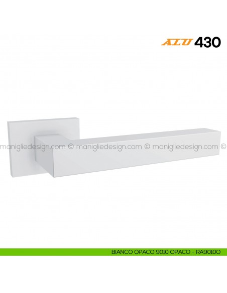 Maniglia per porta ALU 430 Comit con rosetta rettangolare bianco RAL 9010 opaco